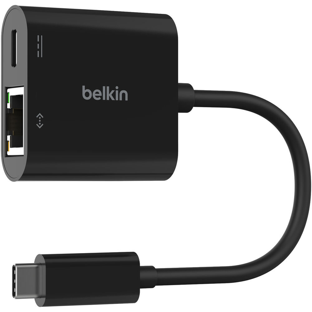 بيلكين - محول حتى 100W PD USB-C إلى إيثرنت جيجابيت - أسود