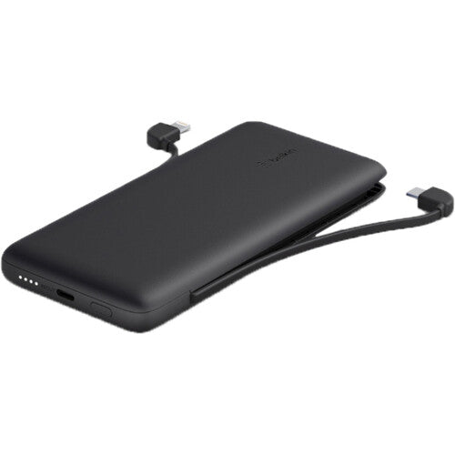 BELKIN PB 10K PD WITH INTEGRATED TWO CABLES LTG & USB C BLK