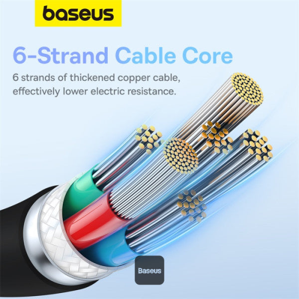 كابل شحن سريع باسياس بودينغ USB-C 100W 1.2م باللون الأسود