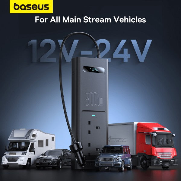 محول باسياس باور إنفرتر 300W (220V المملكة المتحدة) باللون الأسود