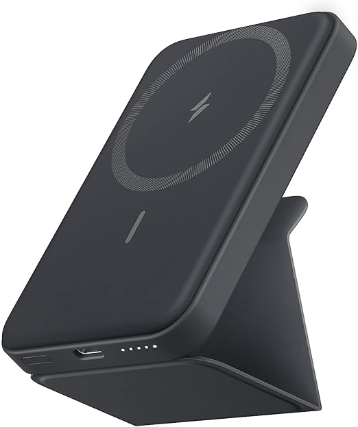 أنكر باور بانك مغناطيسي MagGo مع حامل 5000 mAh - أسود