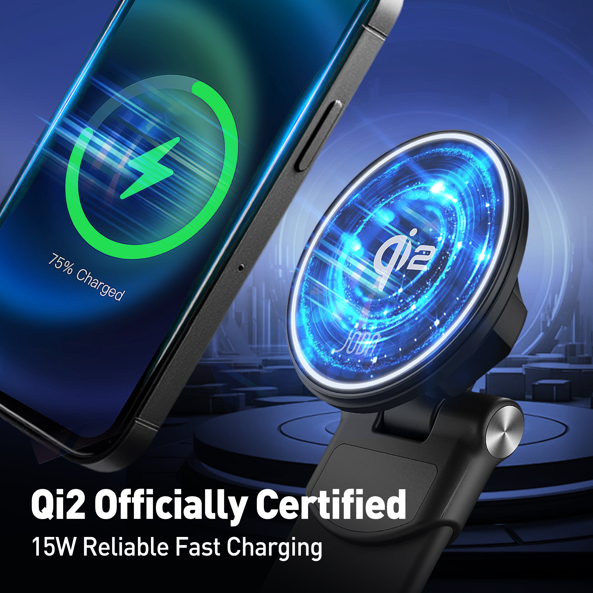 JODA MagQ C2 15W Qi2 Wireless Charging Car Holder Black