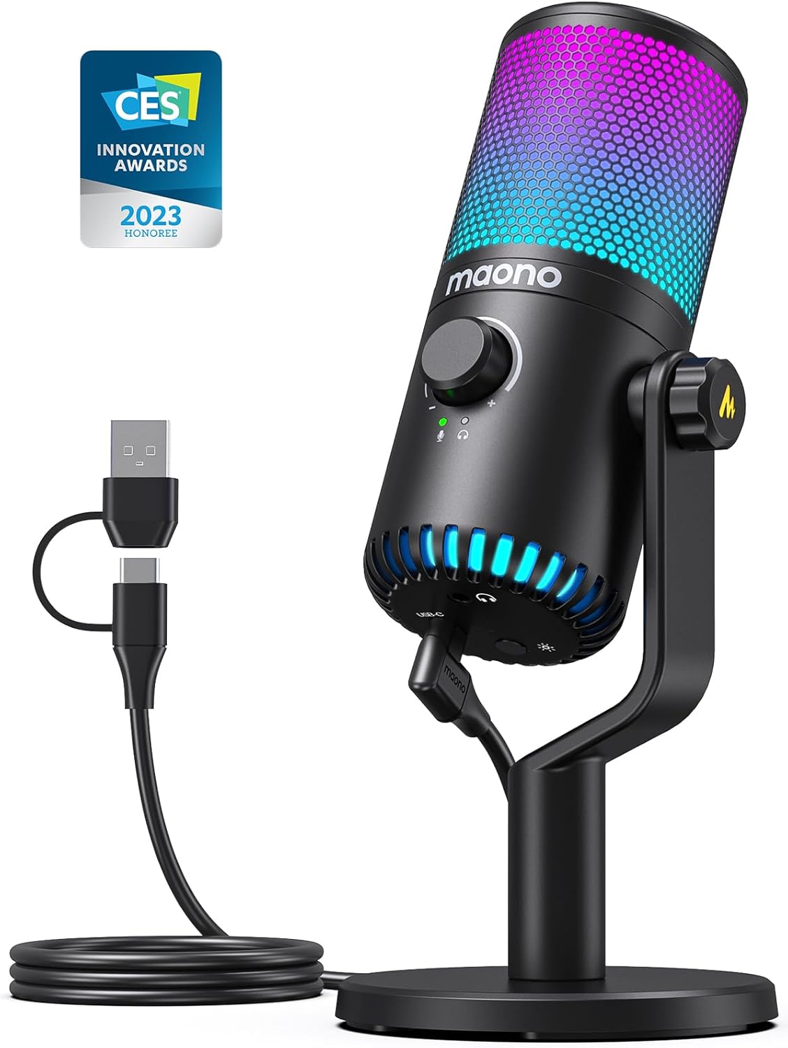 ميكروفون مكثف USB Maonocaster DM30 قابل للبرمجة - أسود