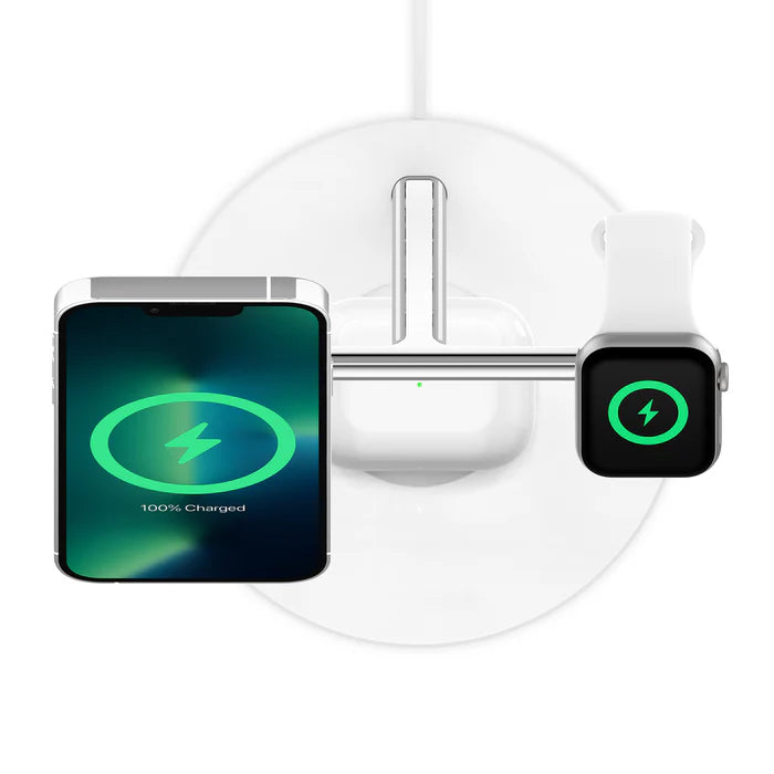 BELKIN BOOSTCHARGE PRO 3IN1 W.CHARGER OFFCL MAGSAFE 15W WHT