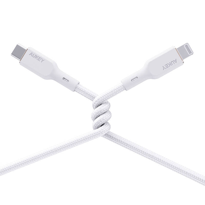 AUKEY Braided Nylon Sync & Charge MFI 1.8m White