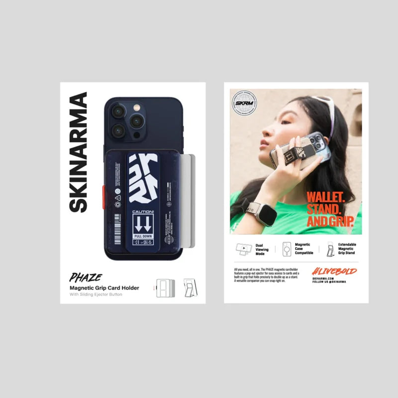 Skinarma Mirage Magnetic Cardholder with Grip Stand Phaze Blue