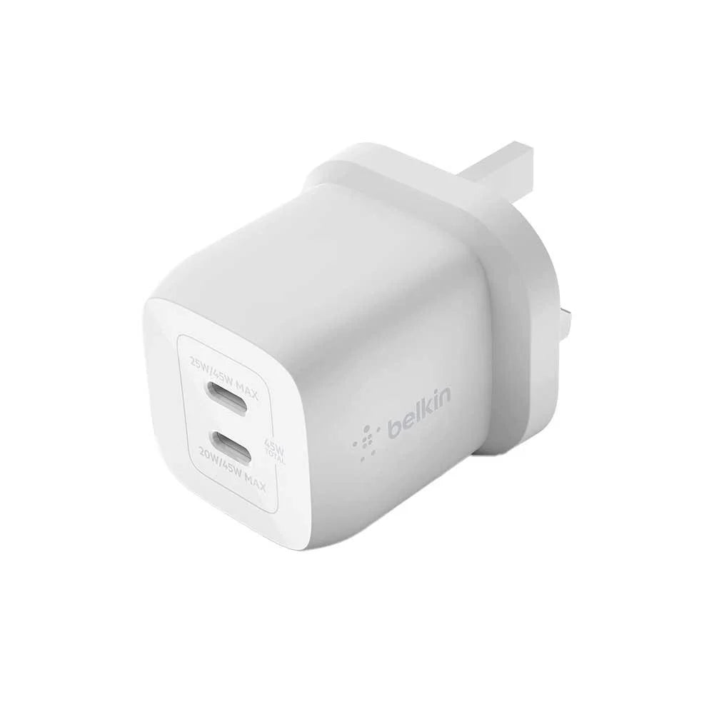 بيلكين - شاحن حائط - 45W - USB-C مزدوج مع PPS - أبيض