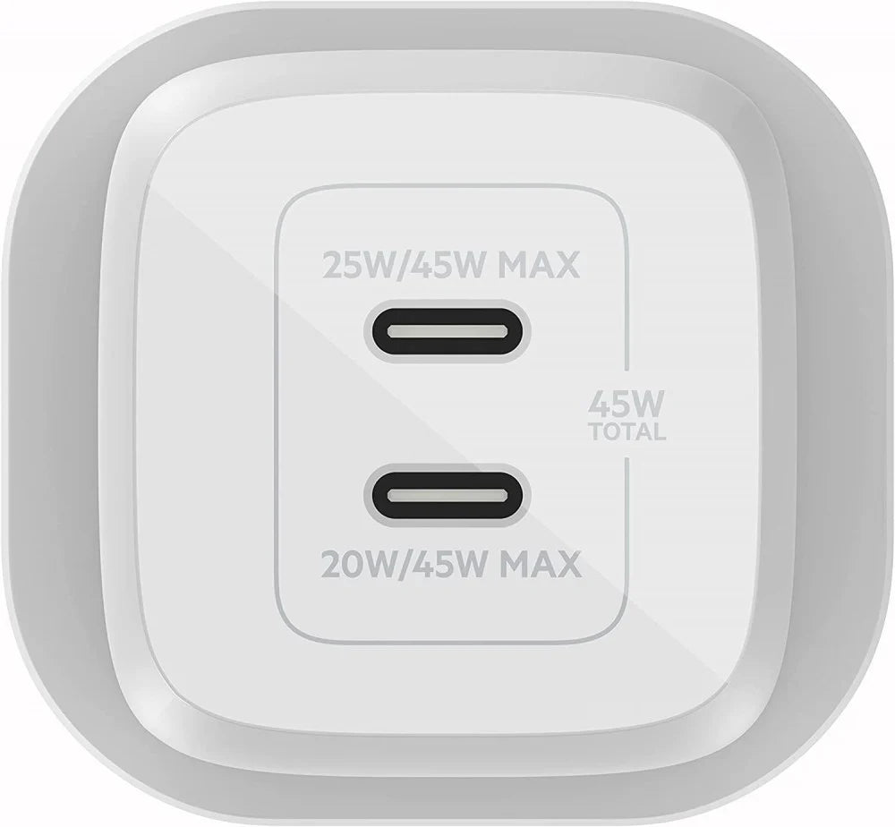 بيلكين - شاحن حائط - 45W - USB-C مزدوج مع PPS - أبيض