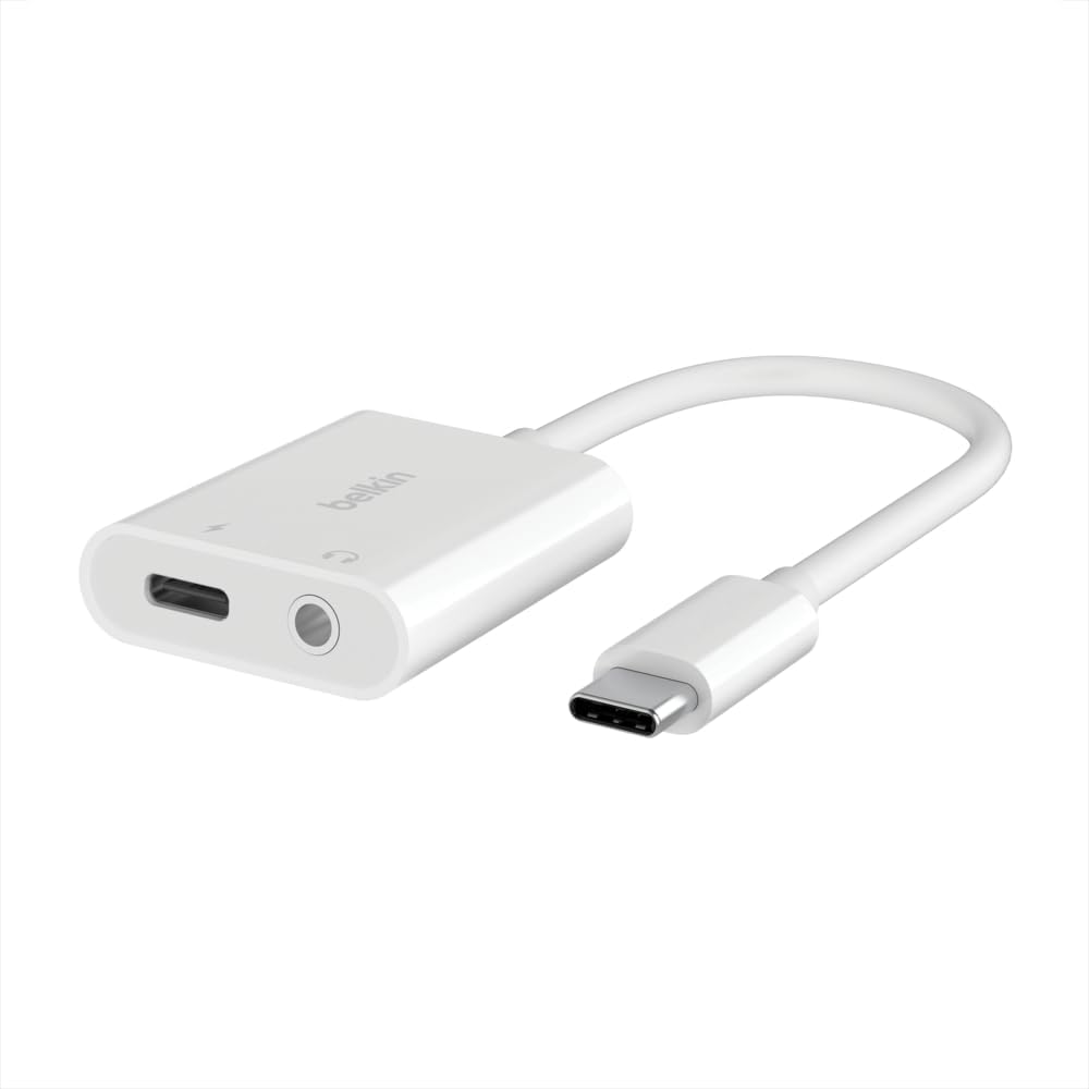 بيلكين - محول روكستار 1X 3.5مم صوت 1X USB-C شحن - أبيض