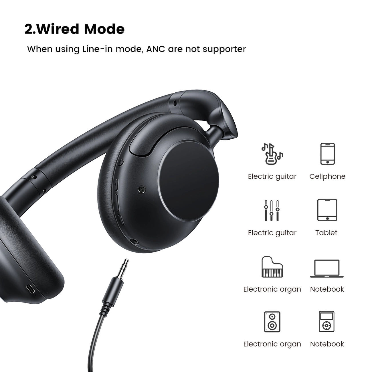 UGREEN HiTune Max5 Hybrid Active N.C Headphones Black
