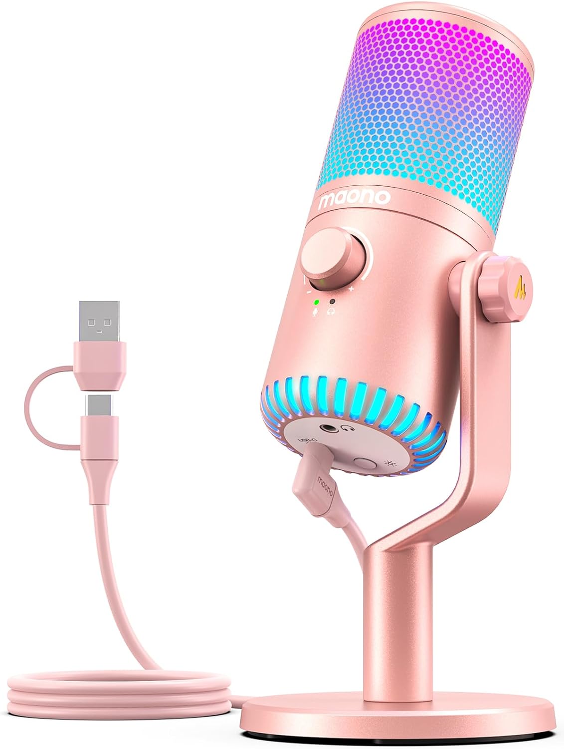 ميكروفون مكثف USB Maonocaster DM30 قابل للبرمجة - وردي