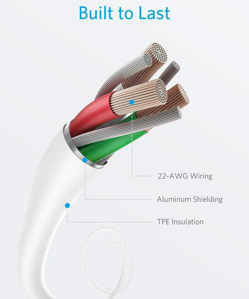 كابل أنكر Powerline II من USB-A إلى Lightning بطول 6 أقدام - أبيض