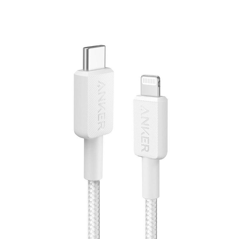 Anker 322 USBC to Lightning Connector Cable Braided 3ft White
