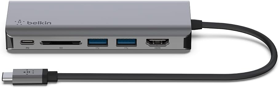BELKIN HUB 6IN1 C TO (1 C 2 A 5GBPS 1 HDMI 1 GBE 1 SD) GR