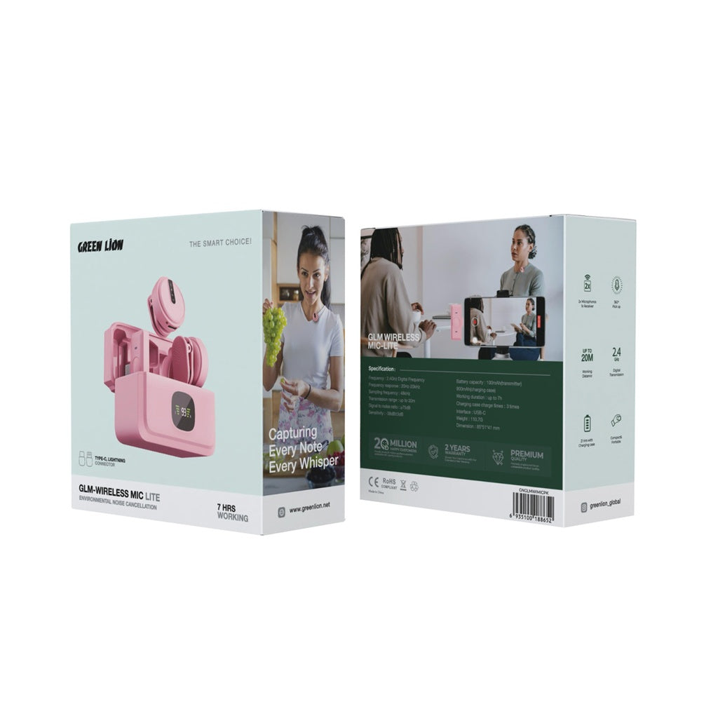 Green lion GLM-Wireless Mic Lite Environmental Nois Cancellation PNK