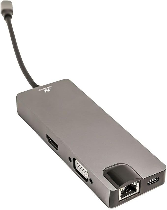 L'AVVENTO (US017) Type-C Hub 8in 1-2 USB 3.0, HDMI 4K, VGA, TF Card, RJ45-87W PD Power Output