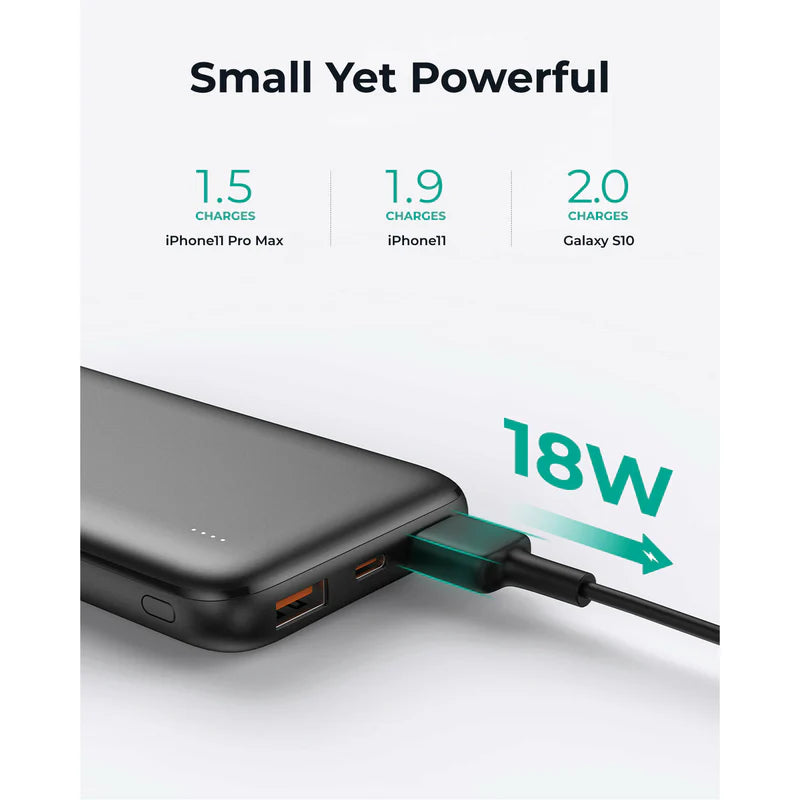AUKEY Power Bank 20W PD 10,000 mAh & USB-C Black