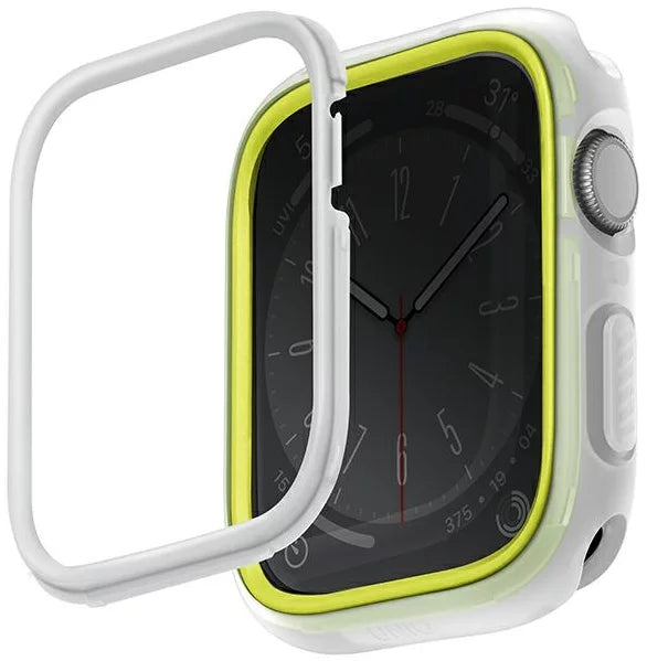 Uniq moduo apple watch case with interchangeable pc bezel 41/40mm frost lime/white
