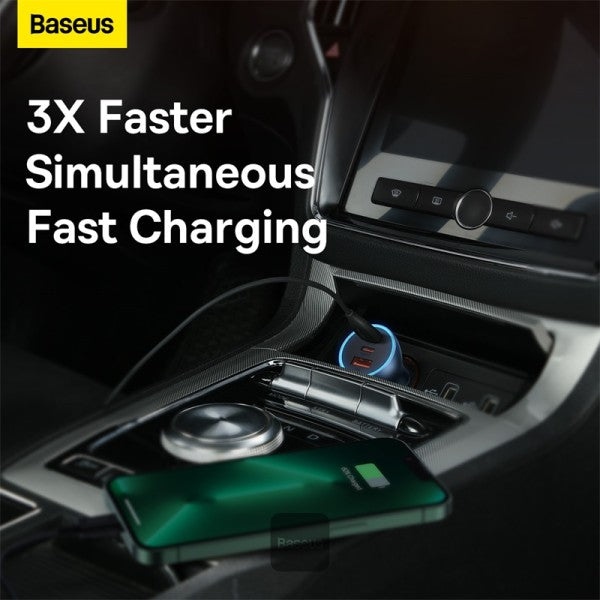 Baseus Golden Contactor Pro Triple Car Charger 65W U+C+C BLU