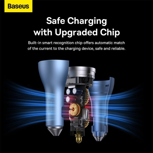 Baseus Golden Contactor Pro Triple Car Charger 65W U+C+C BLU