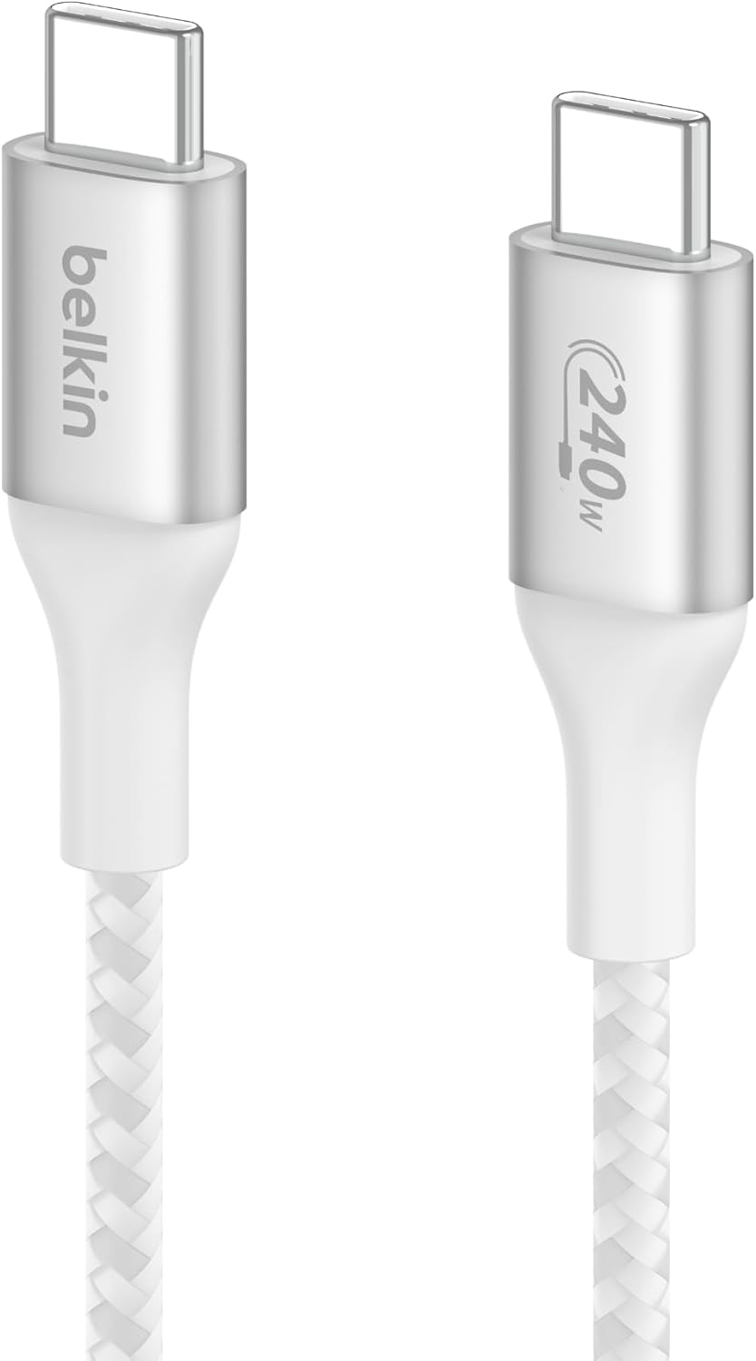 بيلكين - كابل - C إلى C - مضفر - 240W - 1م - أبيض