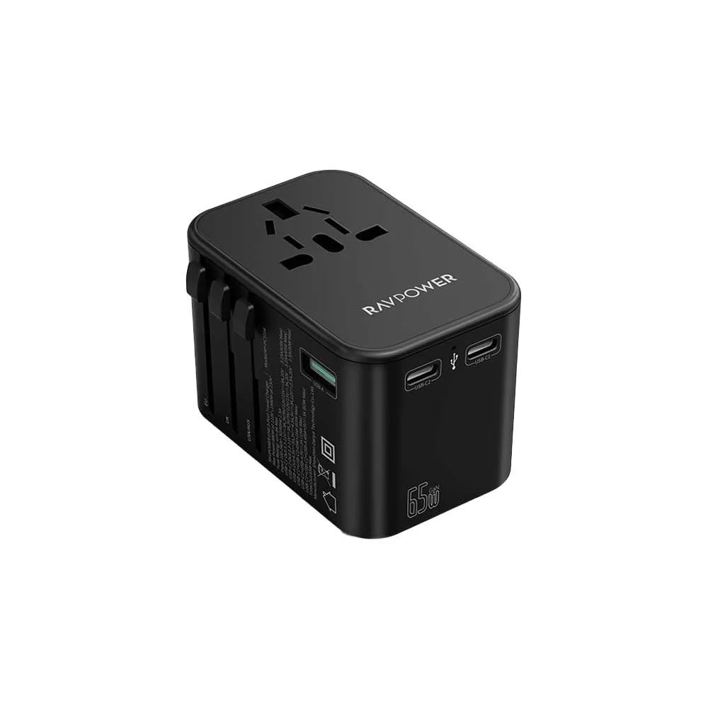 RAVPower RP-PC1034 PD PIONEER 65W 3-Port Travel Charger BLK