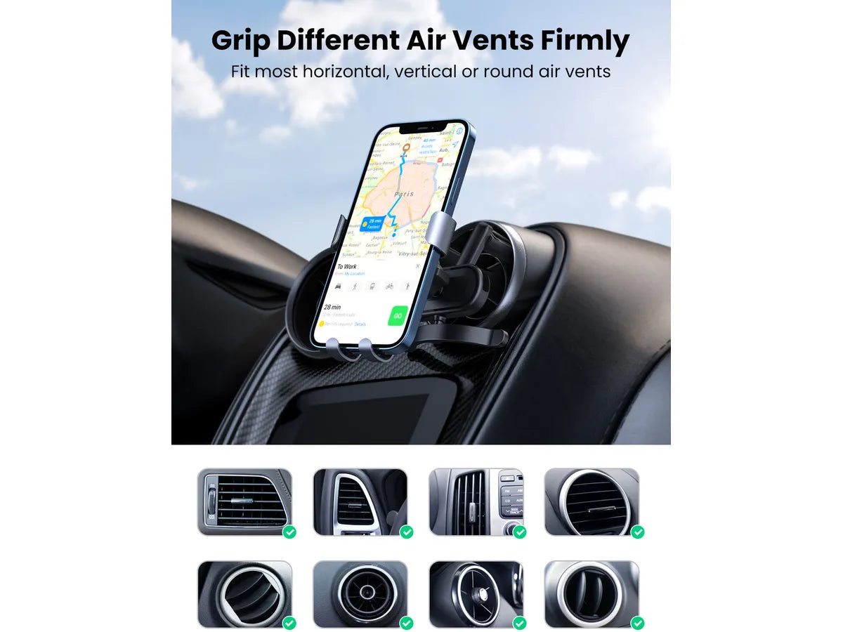 UGREEN Gravity Phone Holder for Round Air Vent - Black