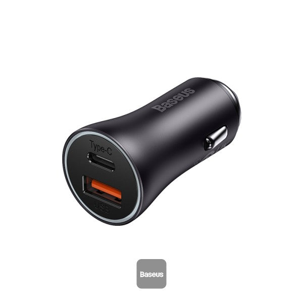 Baseus Golden Contactor Max Dual Car Charger U+C 60W GRY