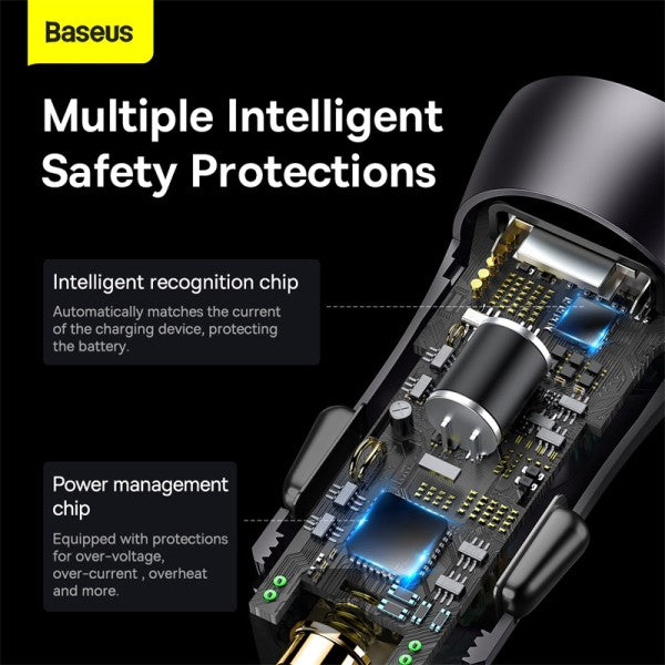Baseus Golden Contactor Max Dual Car Charger U+C 60W GRY
