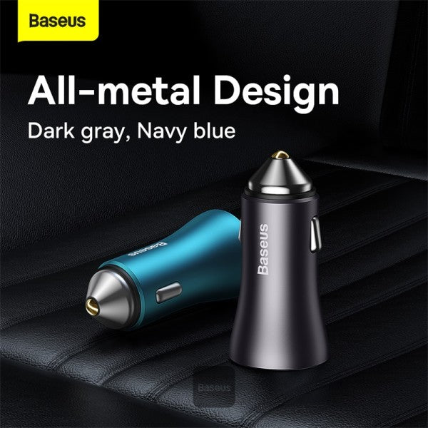 Baseus Golden Contactor Max Dual Car Charger U+C 60W GRY