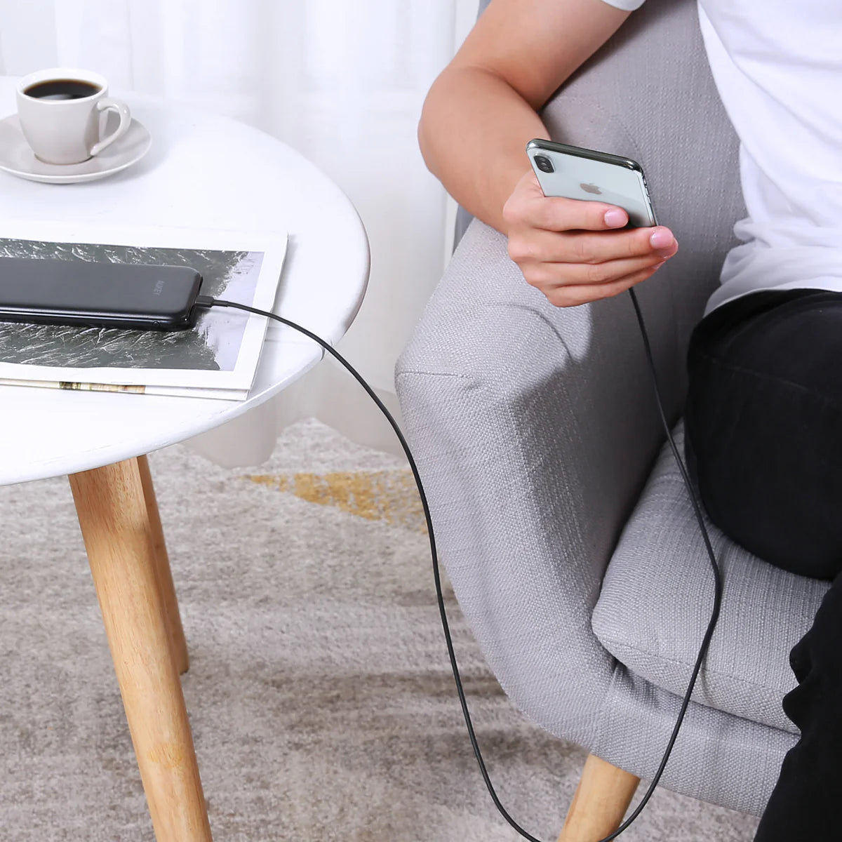 AUKEY Braided Nylon Charge MFI USB-A To Lightning 1.2m BLK