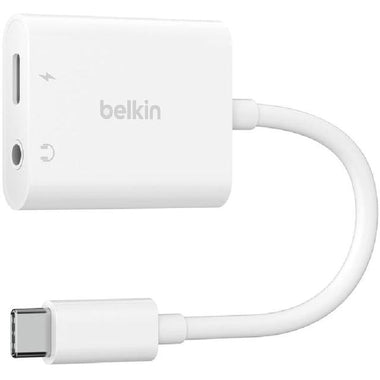بيلكين - محول روكستار 1X 3.5مم صوت 1X USB-C شحن - أبيض