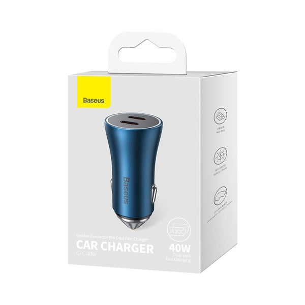Baseus Golden Contactor Pro Dual Car Charger C+C 40W Blue