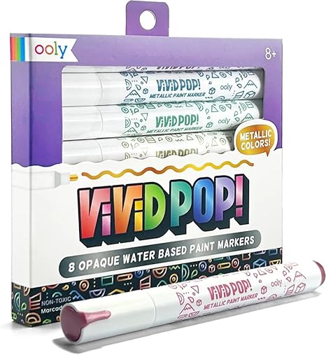 Ooly Vivid Pop Water Based Paint Markers: Metallic Set Of 8