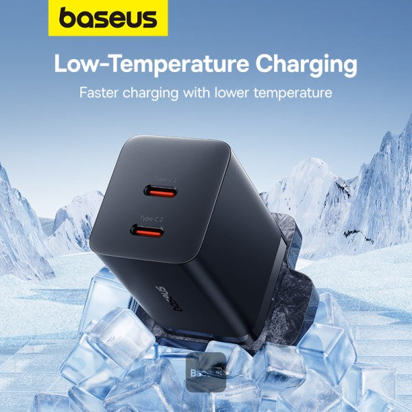 شاحن باسياس GaN5 برو سريع C+C 40W المملكة المتحدة باللون الأسود