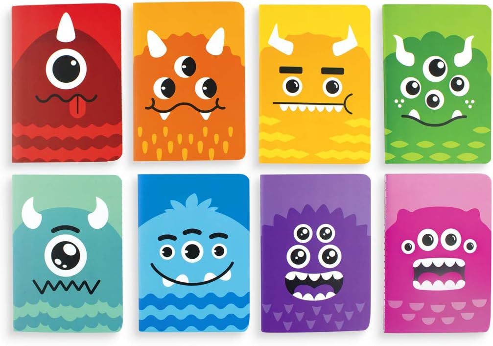 Ooly Mini Pocket Pal Journals: Monster Set Of 8 3.5 X 5