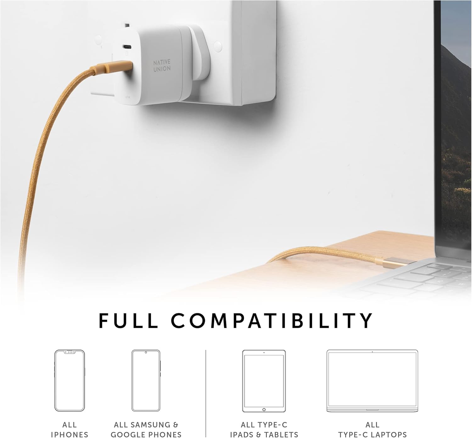 Native Union Fast Gan Charger Pd 67W Dual 2 X Usbc White