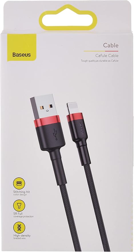Baseus cafule Cable USB For lightning 1.5A 2M Red+ Black