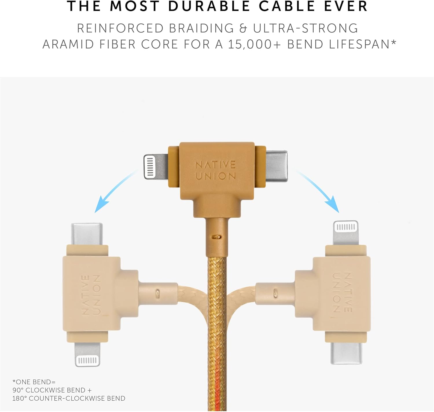 Native Union Belt 1.5M Cable Duo Usb C To C + Lightining Kraft
