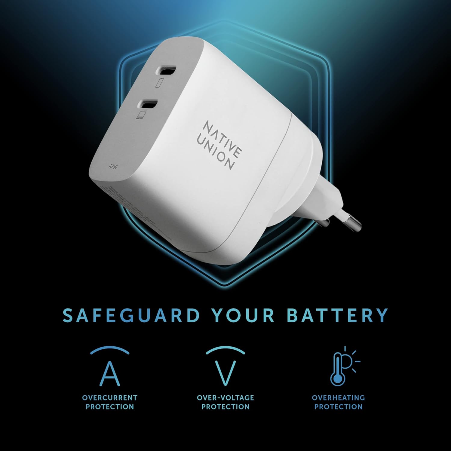 Native Union Fast Gan Charger Pd 67W Dual 2 X Usbc White