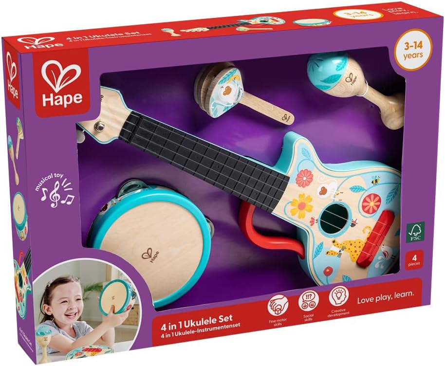Hape - 4 In 1 Ukulele Set