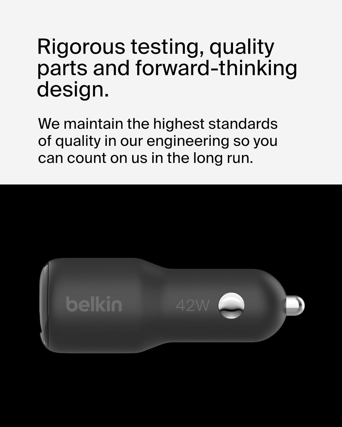 BELKIN - CAR CHARGER - 42W - 1 USBC(30W) 1 USBA(12W) - BLACK