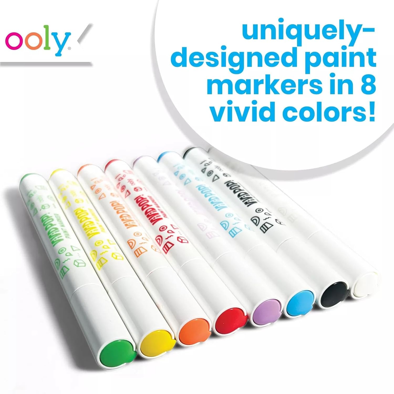 Ooly Vivid Pop Water Based Paint Markers: Classic Set Of 8