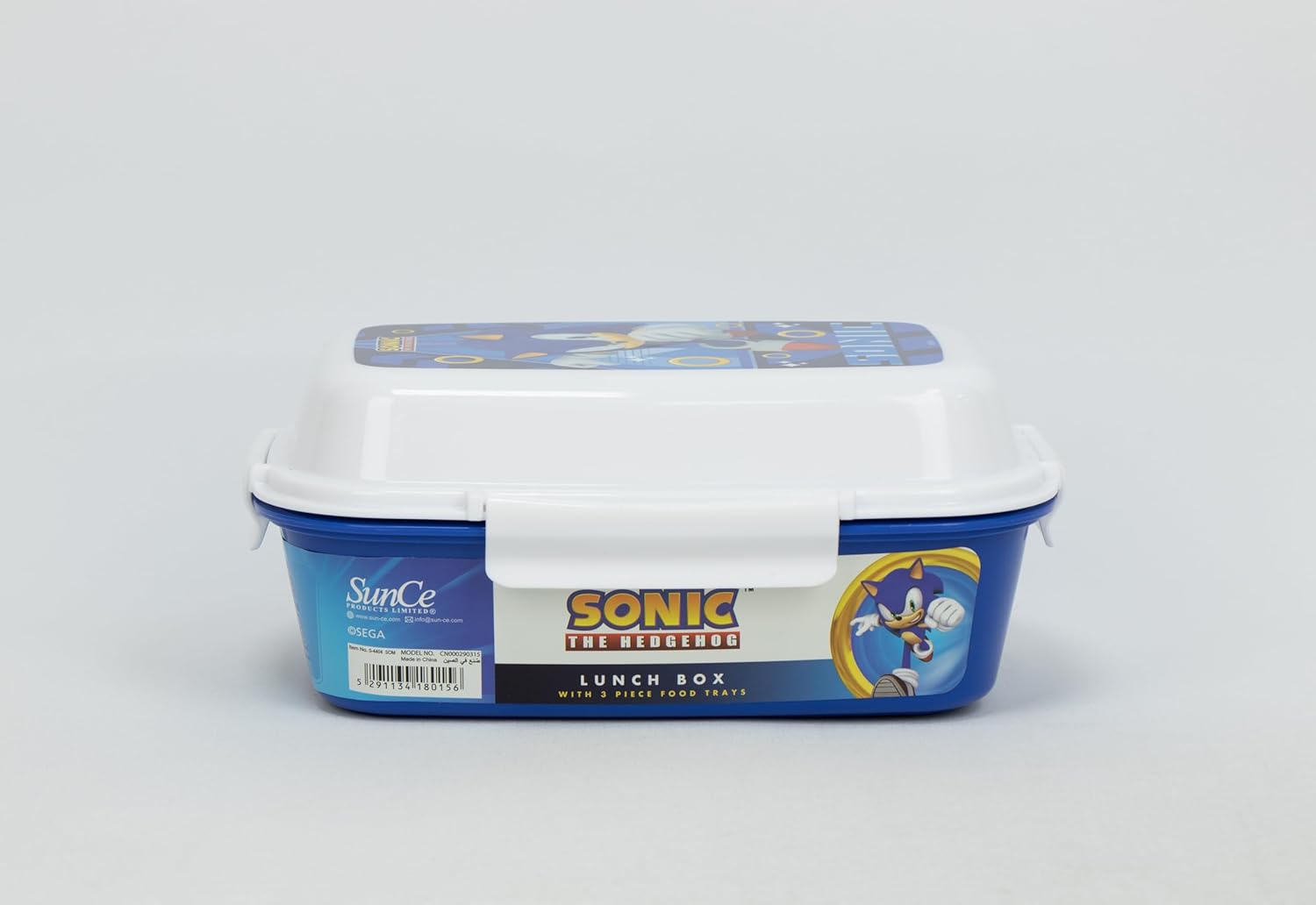 Sonic  Lunch Box With 4 Clip Closures  & 4 Trays