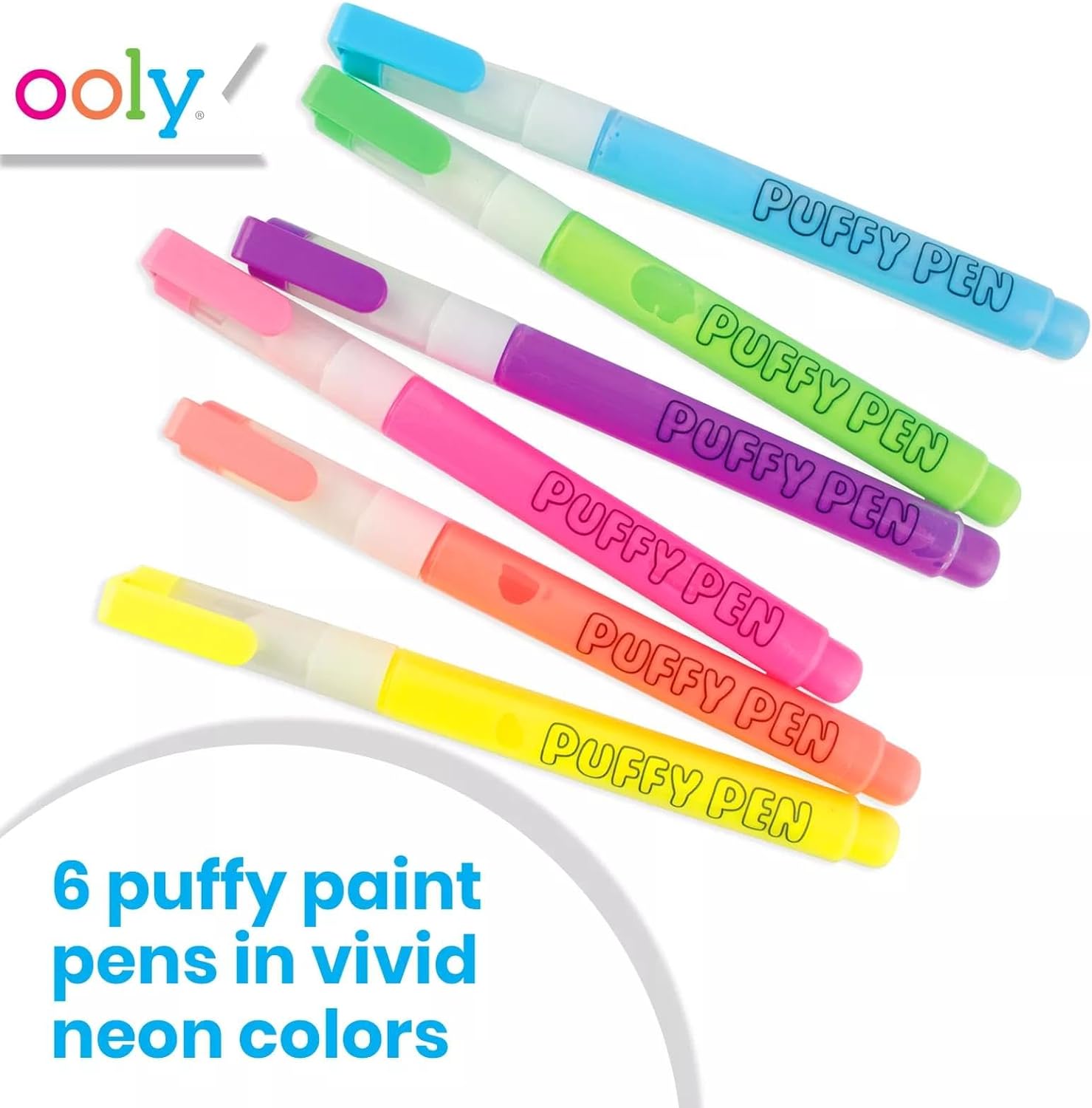 Ooly Magic Puffy Neon Pens Set Of 6