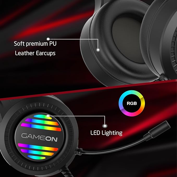 سماعة الألعاب GAMEON GOT100 Ravenstrike بتقنية RGB - سوداء