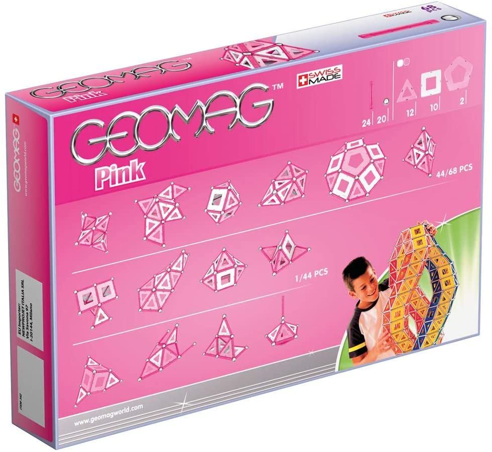مجسمات مغناطيسية وردية Geomag - 68 قطعة