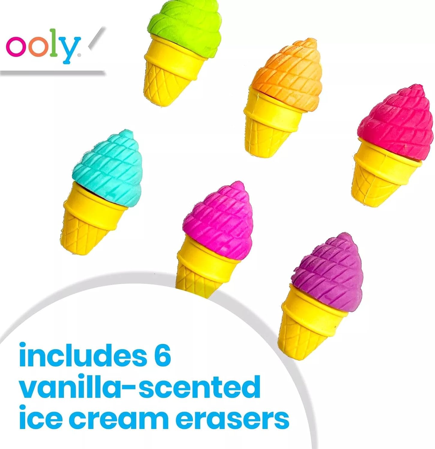 Ooly Petite Sweets Ice Cream Shoppe Scented Erasers Set Of 6