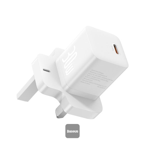 شاحن سريع باسياس GaN5 (ميني) 1C 30W المملكة المتحدة باللون الأبيض