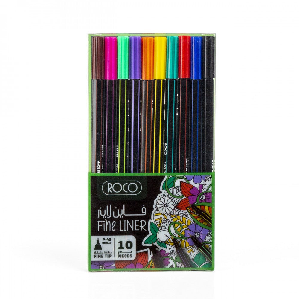 Roco Finepen Fineliner Pen Assorted Ink 0.45 Mm 10 Pieces